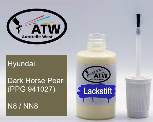 Hyundai, Dark Horse Pearl (PPG 941027), N8 / NN8: 20ml Lackstift, von ATW Autoteile West.